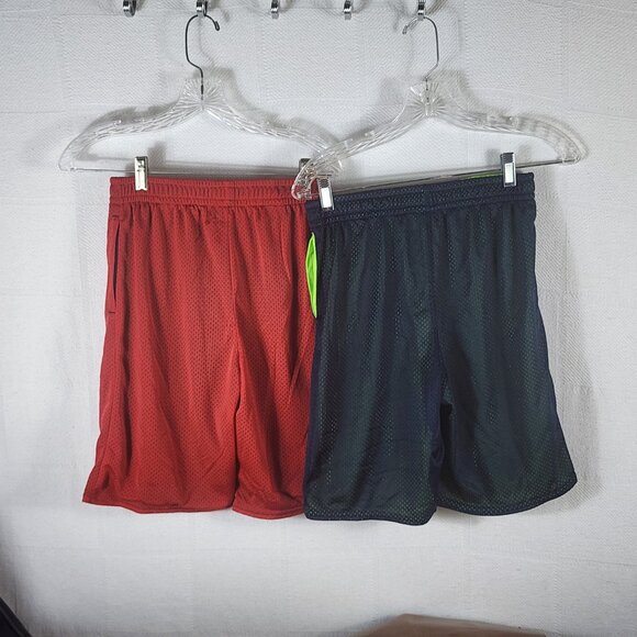 Athletic Works Poly Lined Mesh 2pk Blue/Green Red/Black Shorts Size XL 14-16 - Picture 10 of 16